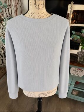 Reflex Light Blue Ribbed Crewneck Sweater Medium